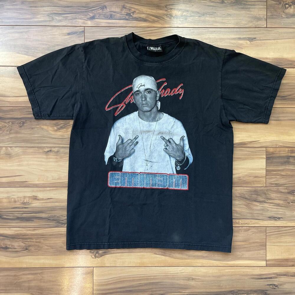 Eminem Slim‎ Shady Middle Finger Tshirt black size large vtg
